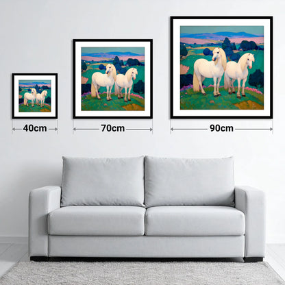 Pastel Horizons - size guide showing 40cm, 70cm and 90cm art prints