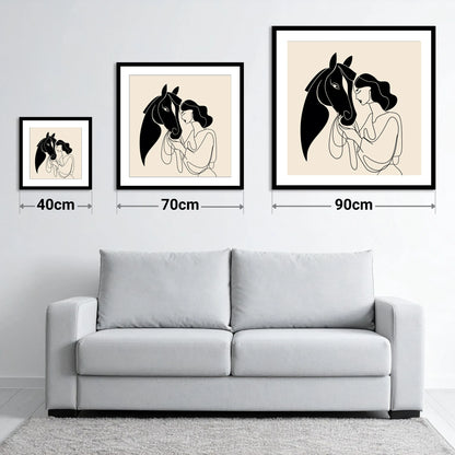 The Unspoken Bond - size guide showing 40cm, 70cm and 90cm art prints