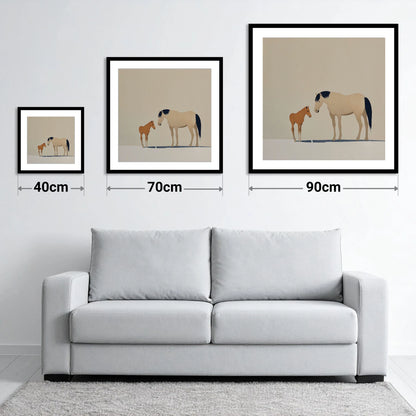 Quiet Guidance - size guide showing 40cm, 70cm and 90cm art prints