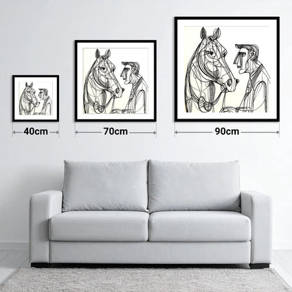 Modern Connection - size guide showing 40cm, 70cm and 90cm art prints