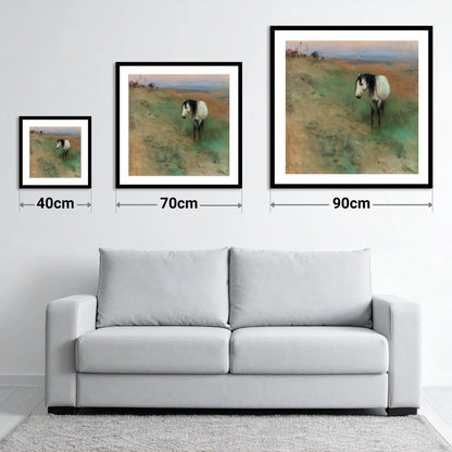 Dusk on the Headland - size guide showing 40cm, 70cm and 90cm art prints