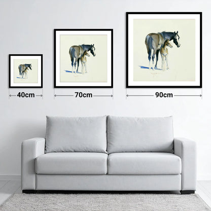 Gentle Guidance - size guide showing 40cm, 70cm and 90cm art prints