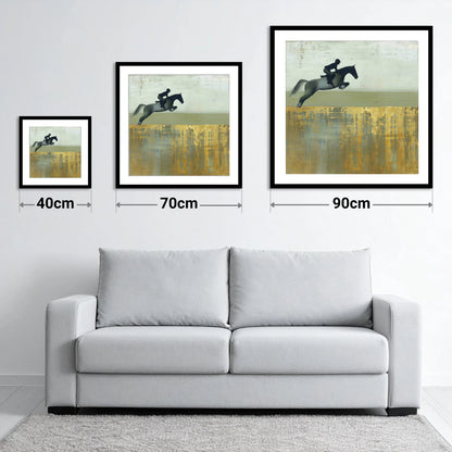 Golden Momentum - size guide showing 40cm, 70cm and 90cm art prints