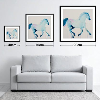 Fluid Azure Grace - size guide showing 40cm, 70cm and 90cm art prints