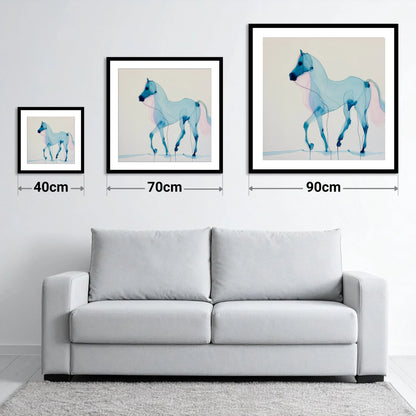 Cerulean Grace - size guide showing 40cm, 70cm and 90cm art prints