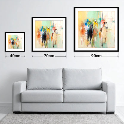 Thundering Silhouettes - size guide showing 40cm, 70cm and 90cm art prints