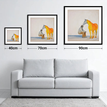 Silent Understanding - size guide showing 40cm, 70cm and 90cm art prints