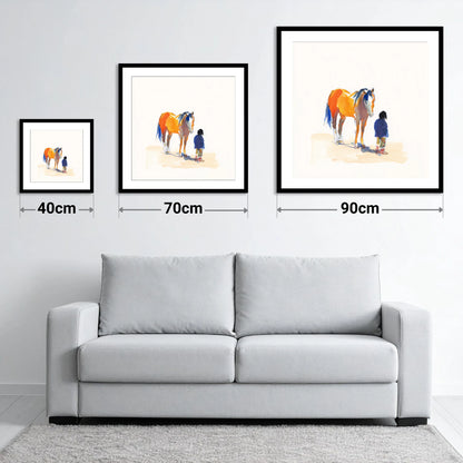 Vibrant Connection - size guide showing 40cm, 70cm and 90cm art prints