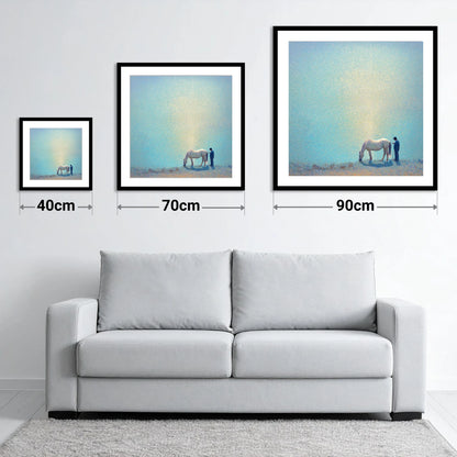 Beside Still Waters - size guide showing 40cm, 70cm and 90cm art prints