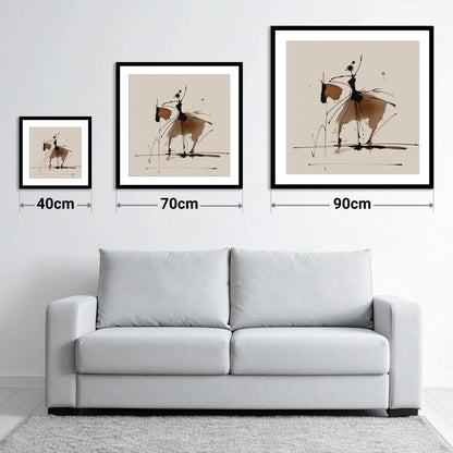 Harmony in Motion - size guide showing 40cm, 70cm and 90cm art prints