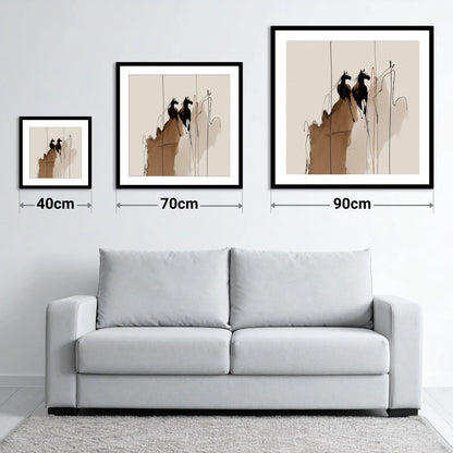 Sepia Shadows - size guide showing 40cm, 70cm and 90cm art prints