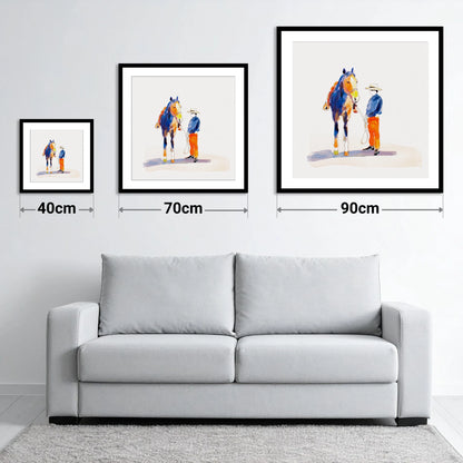 Vivid Western Partnership - size guide showing 40cm, 70cm and 90cm art prints