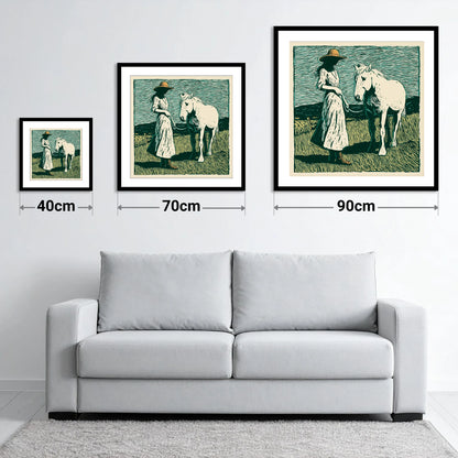 Windswept Companions - size guide showing 40cm, 70cm and 90cm art prints
