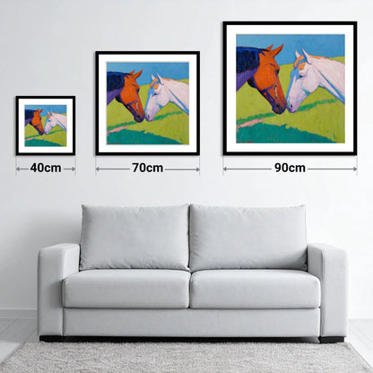 Vivid Equine Greeting - size guide showing 40cm, 70cm and 90cm art prints