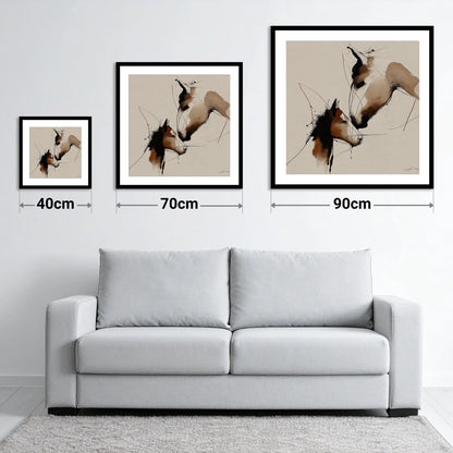 Tender Sepia Bond - size guide showing 40cm, 70cm and 90cm art prints