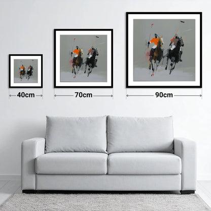 The Breakaway - size guide showing 40cm, 70cm and 90cm art prints