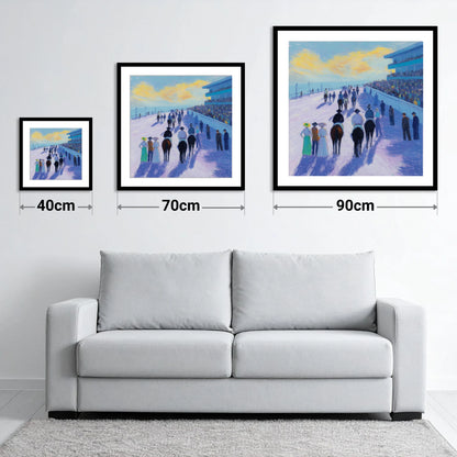 Parade Before the Post - size guide showing 40cm, 70cm and 90cm art prints