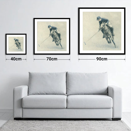 The Polo Stroke - size guide showing 40cm, 70cm and 90cm art prints