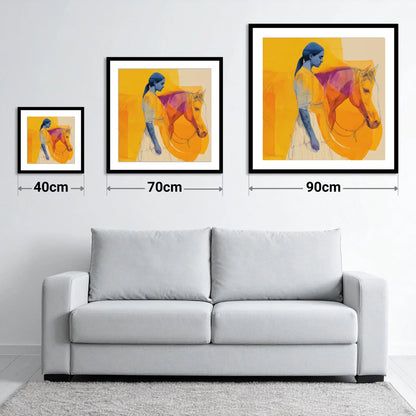 Vivid Bond - size guide showing 40cm, 70cm and 90cm art prints