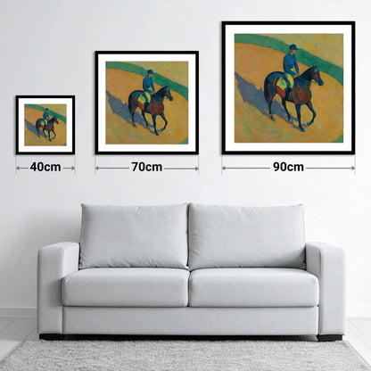 Shadows on the Golden Track - size guide showing 40cm, 70cm and 90cm art prints