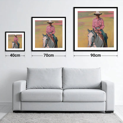 Dusk on the Plains - size guide showing 40cm, 70cm and 90cm art prints