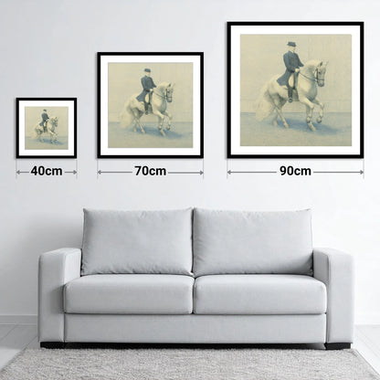Mastery of Movement - size guide showing 40cm, 70cm and 90cm art prints