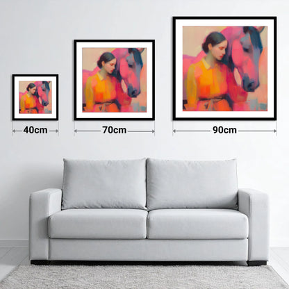 The Colour of Trust - size guide showing 40cm, 70cm and 90cm art prints