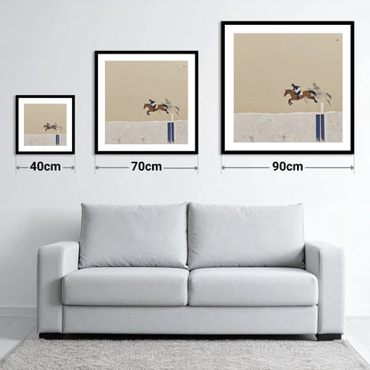 Suspended in Flight - size guide showing 40cm, 70cm and 90cm art prints