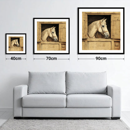 The Draftsman's Grey - size guide showing 40cm, 70cm and 90cm art prints