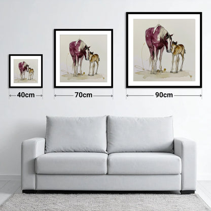 Painted Bond - size guide showing 40cm, 70cm and 90cm art prints