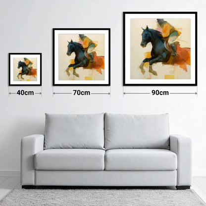 Kinetic Leap - size guide showing 40cm, 70cm and 90cm art prints