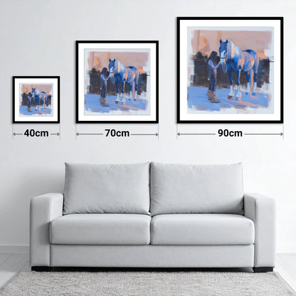 The Gentle Bond - size guide showing 40cm, 70cm and 90cm art prints