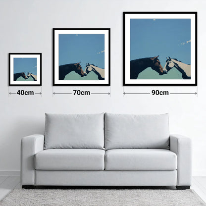 Quiet Connection - size guide showing 40cm, 70cm and 90cm art prints