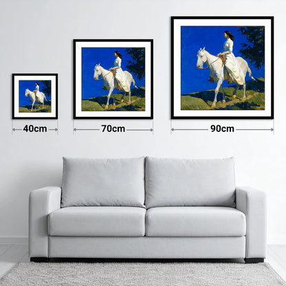 Grace Beneath Azure Skies - size guide showing 40cm, 70cm and 90cm art prints