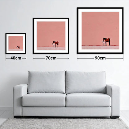 Dusty Rose Bond - size guide showing 40cm, 70cm and 90cm art prints