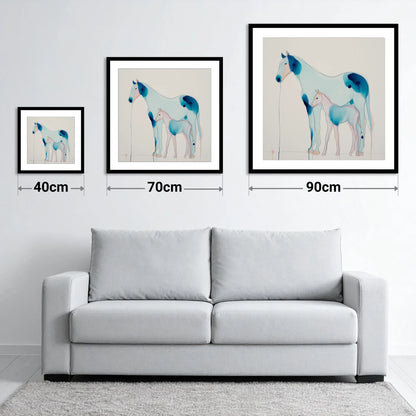 Ethereal Bond - size guide showing 40cm, 70cm and 90cm art prints