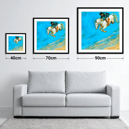 Cerulean Flight - size guide showing 40cm, 70cm and 90cm art prints