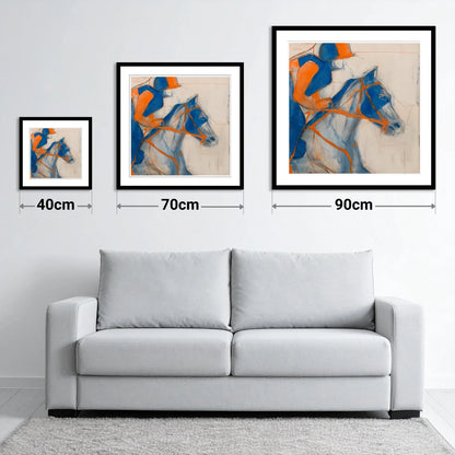 Ultramarine Racing Form - size guide showing 40cm, 70cm and 90cm art prints