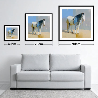 Sunlit Slate Draught - size guide showing 40cm, 70cm and 90cm art prints