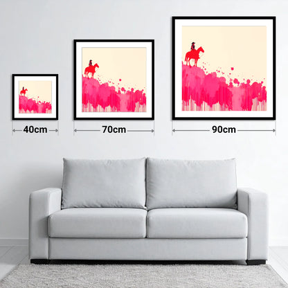Magenta Maverick - size guide showing 40cm, 70cm and 90cm art prints