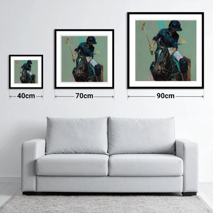 The Decisive Strike - size guide showing 40cm, 70cm and 90cm art prints