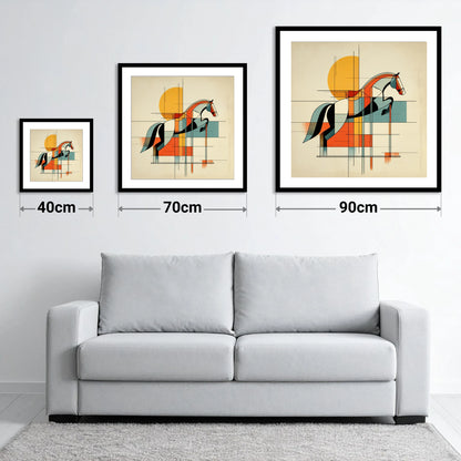 Structured Flight - size guide showing 40cm, 70cm and 90cm art prints