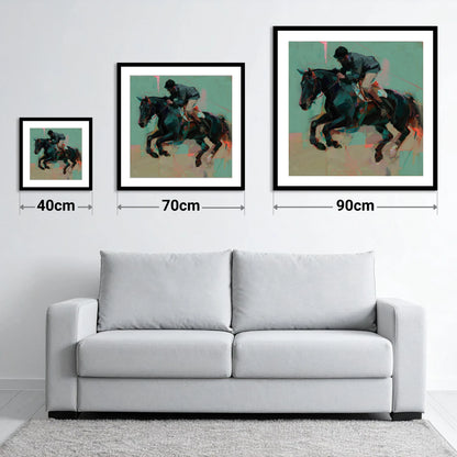 Modern Showjumper - size guide showing 40cm, 70cm and 90cm art prints
