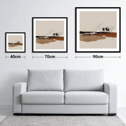 Riders of the Plains - size guide showing 40cm, 70cm and 90cm art prints