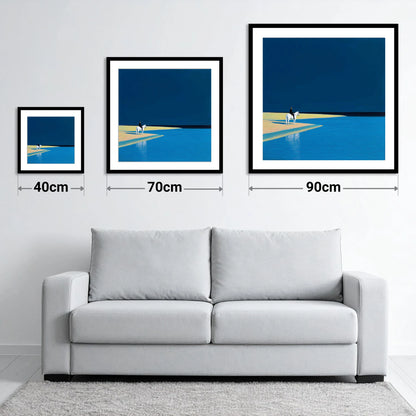 Edge of the Azure - size guide showing 40cm, 70cm and 90cm art prints