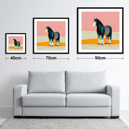 Vibrant Heavy Horse Profile - size guide showing 40cm, 70cm and 90cm art prints