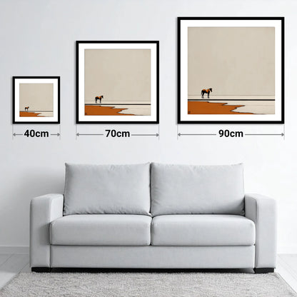 The Amber Horizon - size guide showing 40cm, 70cm and 90cm art prints