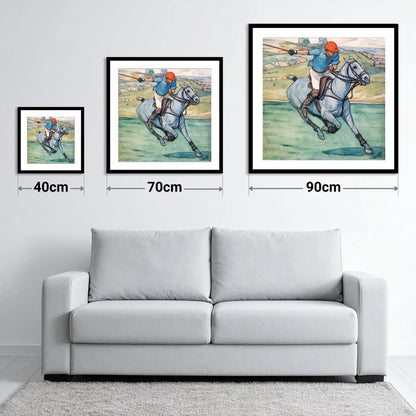 The Nearside Shot - size guide showing 40cm, 70cm and 90cm art prints