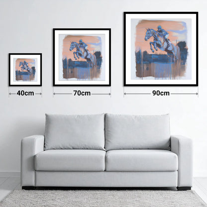 Cobalt Clearance - size guide showing 40cm, 70cm and 90cm art prints