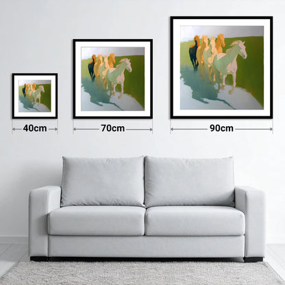 Ethereal Pastel Herd - size guide showing 40cm, 70cm and 90cm art prints